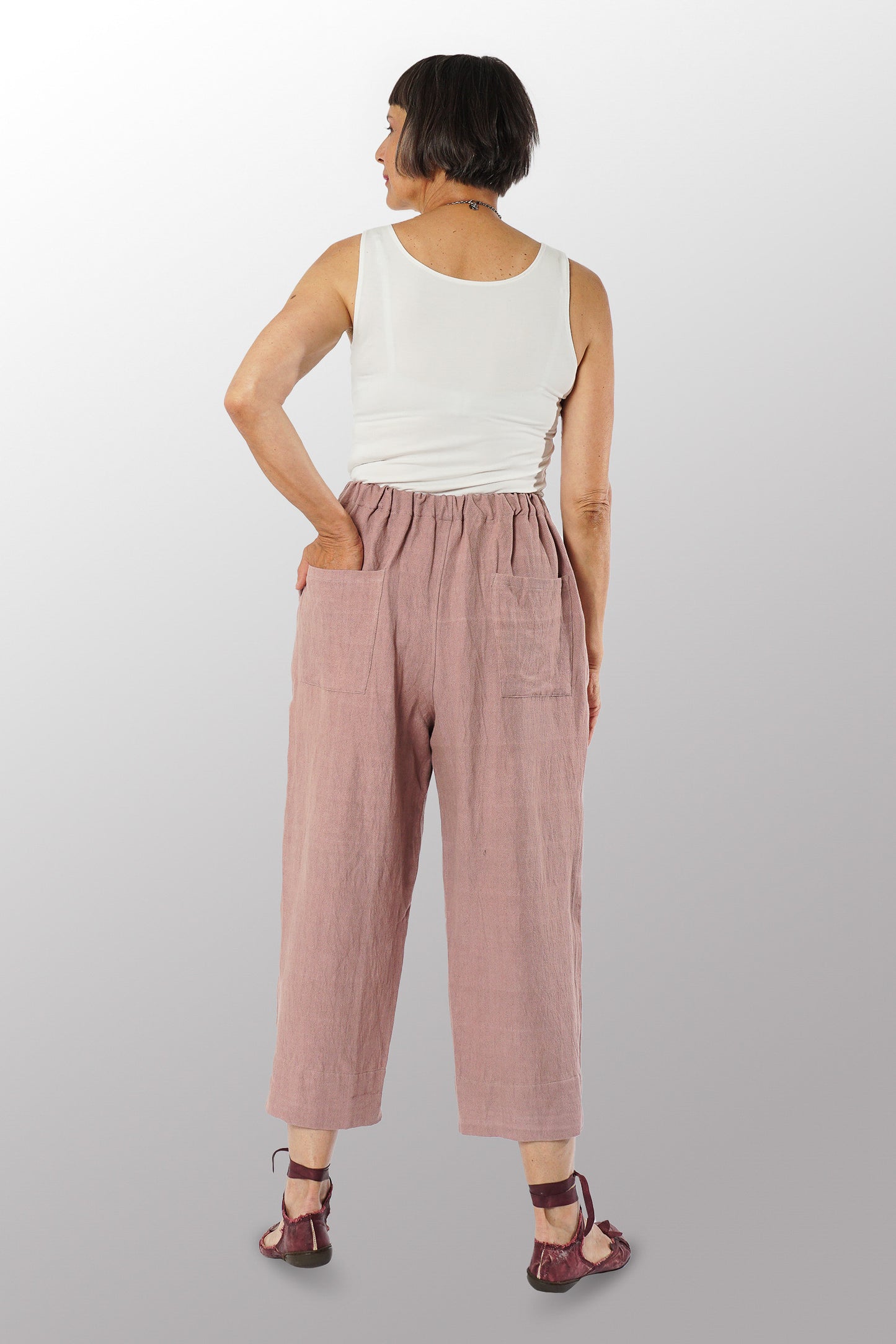 DYED COTTON LINEN TWILL BASIC PANTS - tl1668-ntl -