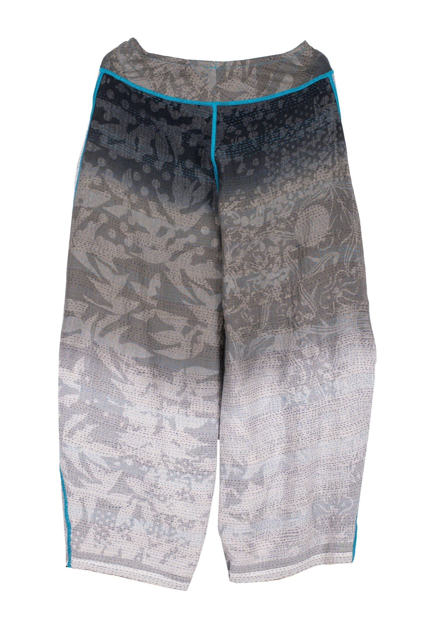 MONOTONE TWILIGHT PRINT KANTHA KNEE TUCKED PANTS - tp2625-blk -