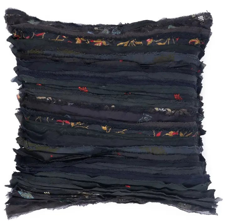 Wavy Stripe Patch cushion -Black