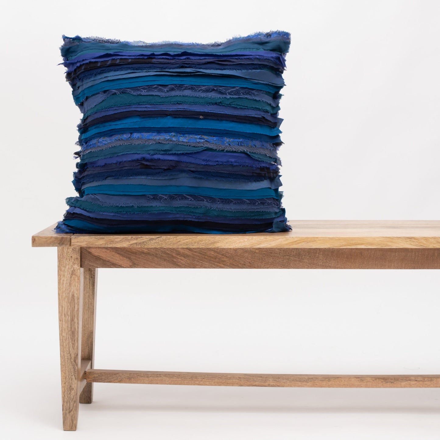 Wavy Stripe Vintage Patch Pillow Sham - Blue