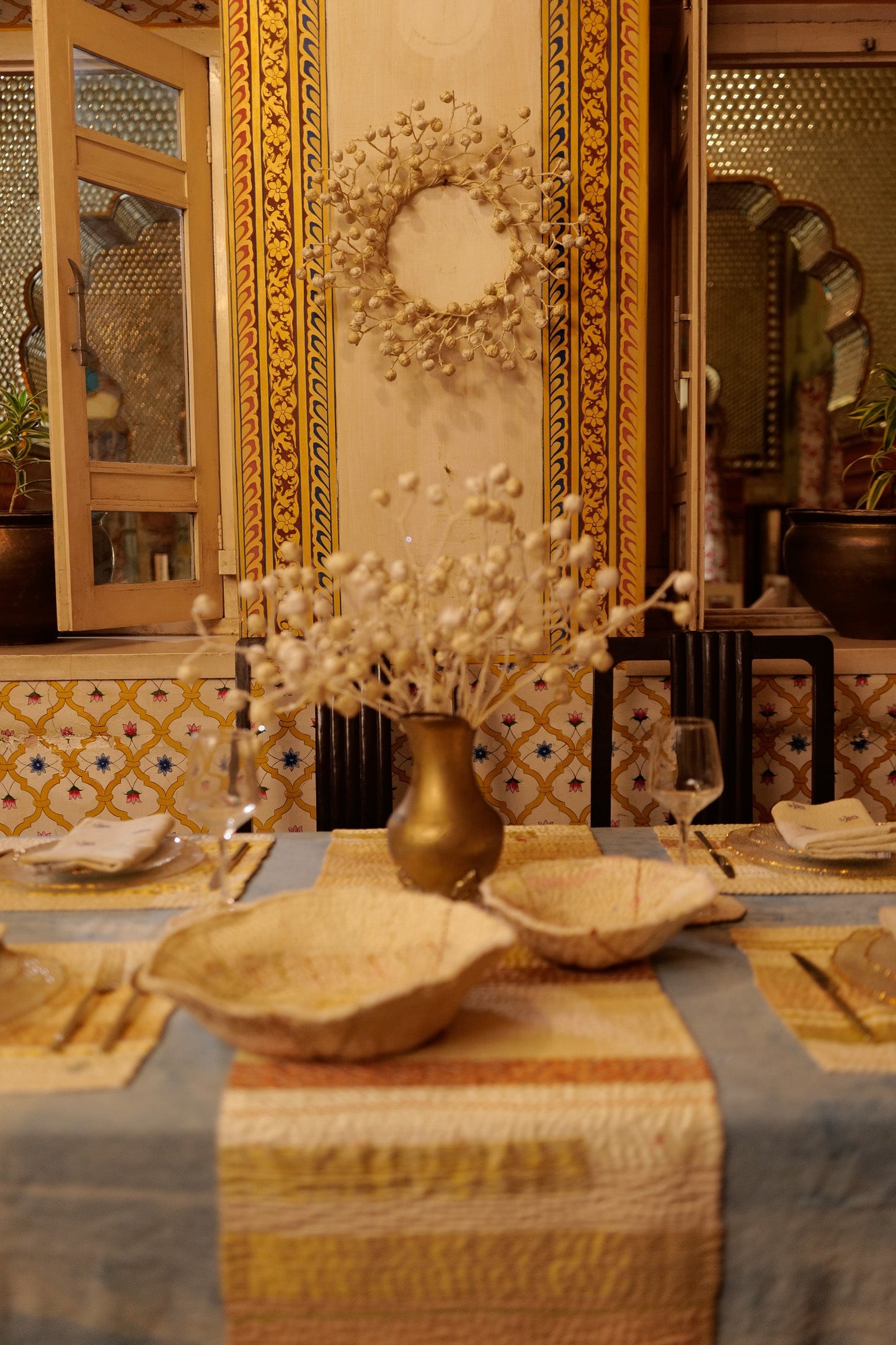 Blueberry  Kantha Wreath