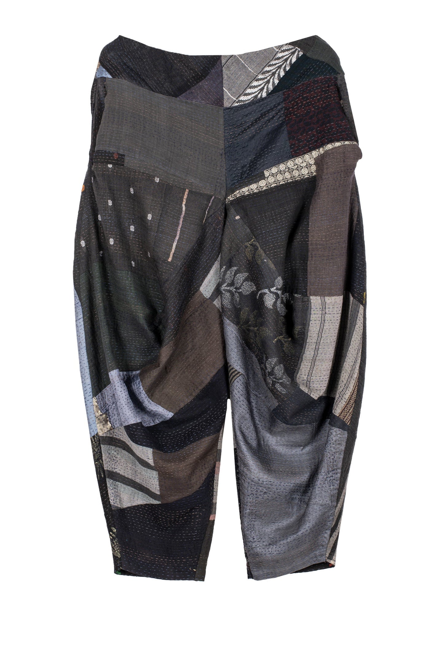 COTTON SILK SW PATCH KANTHA YAMAHA PANTS - ws2632-gry -