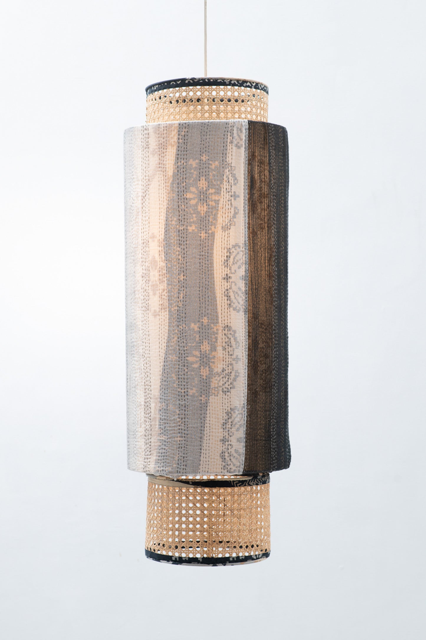 Gray Kimono Kantha Hanging Bedroom lamp