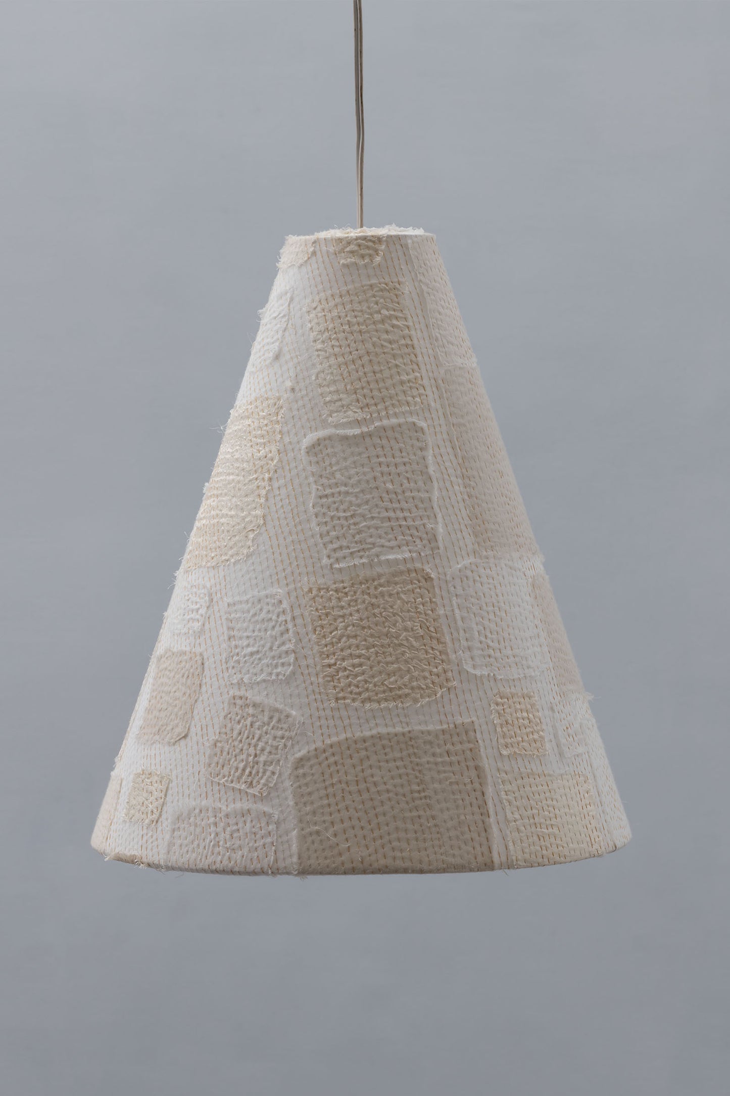 Mosaic Fray Kantha Hanging Pendant Lamp - White