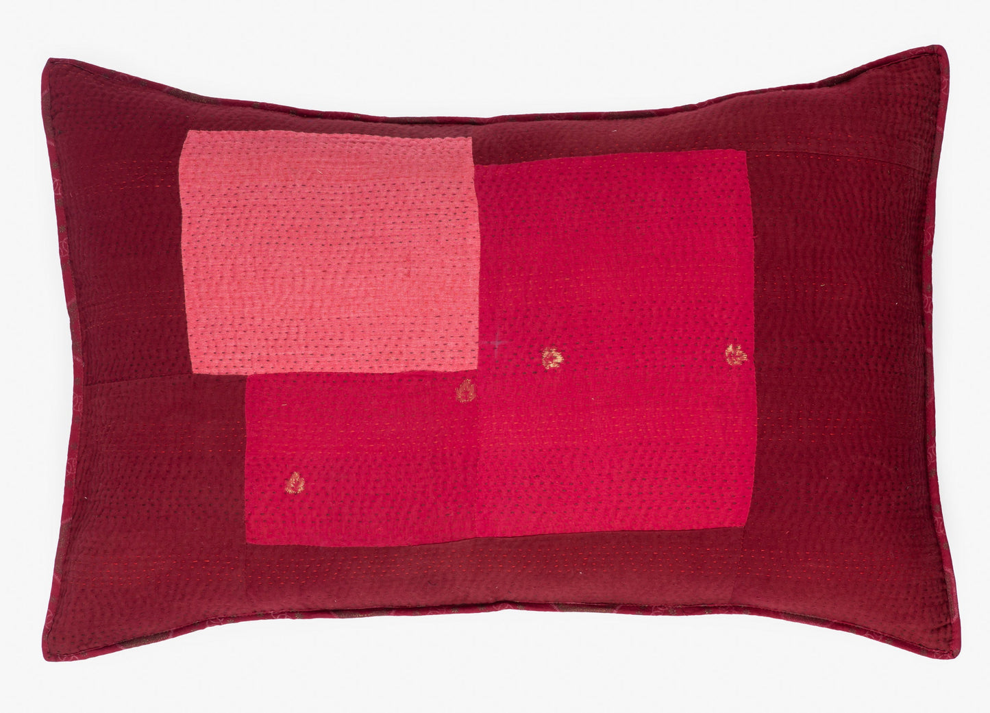 Landscape Handmade vintage Kantha Pillow - Red