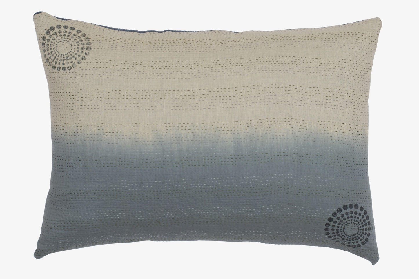 Cotton Ombre Handmade Vintage Kantha Pillow Sham - Indigo