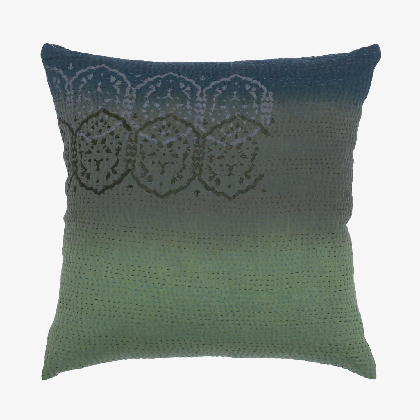 Cotton Ombre Handmade Vintage Kantha Pillow Sham - Avocado