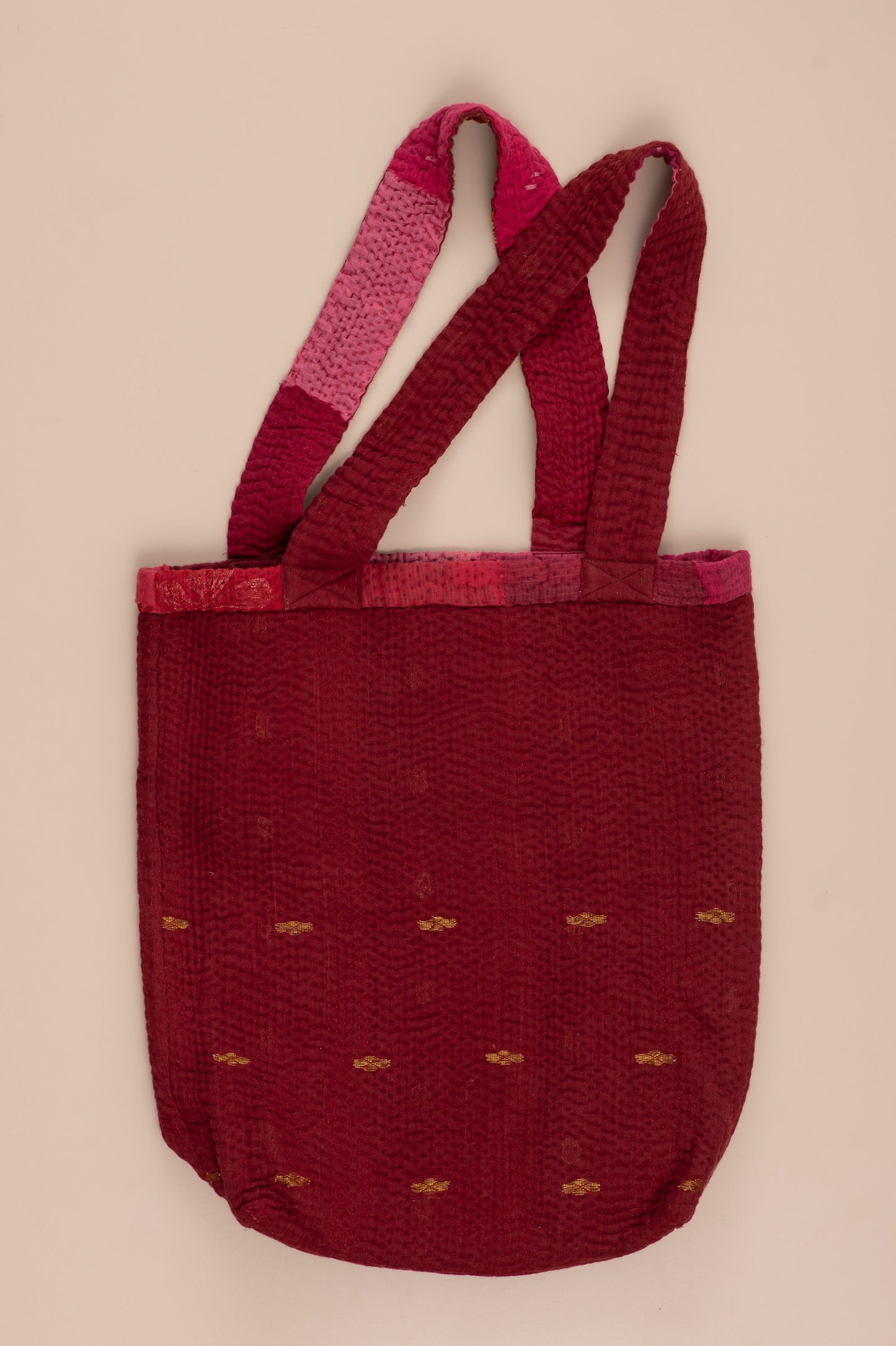 Landscape Handmade vintage Kantha Tote Bag - Red