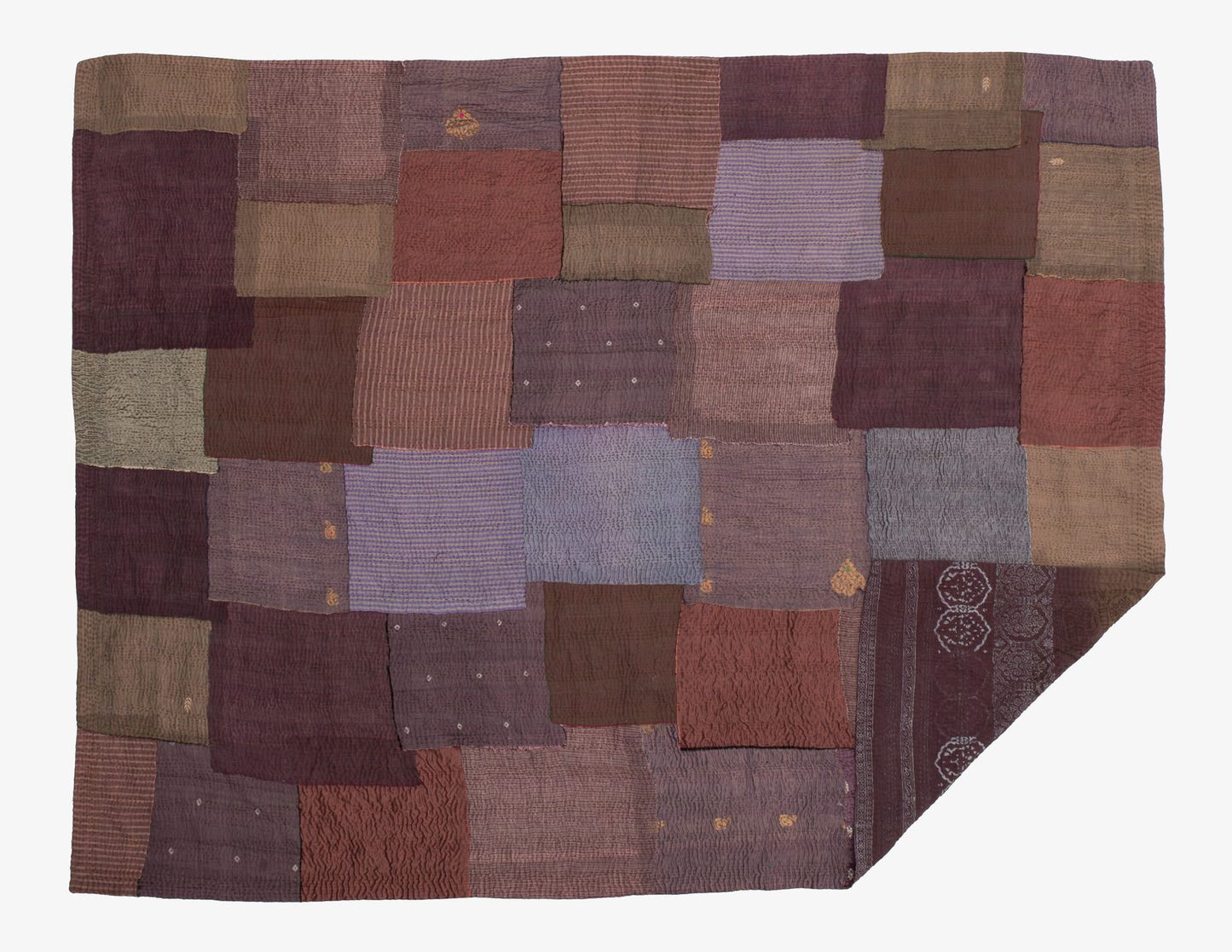 Ombre with Fray Handmade Vintage Kantha Throw - Chocolate