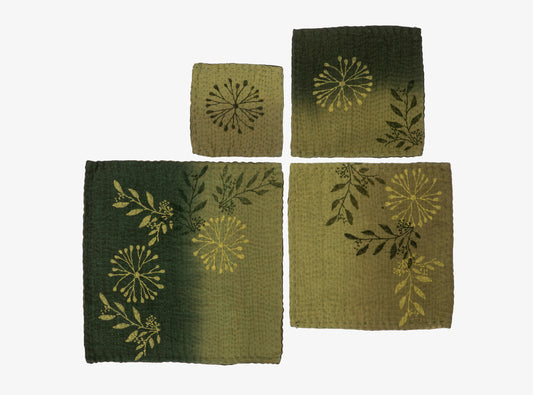 VINTAGE FRAY PATCH & OMBRE KANTHA COASTERS (SET OF 2)